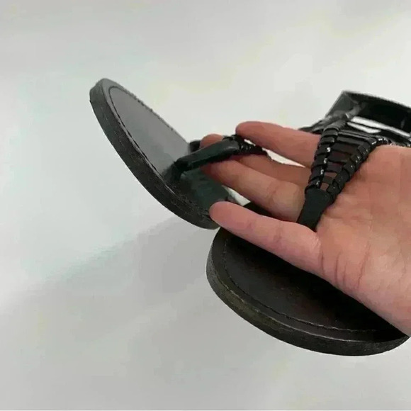 Steve Madden sandals 6.5 Starly black faux leather boho t-strap vintage y2k - Picture 10 of 13